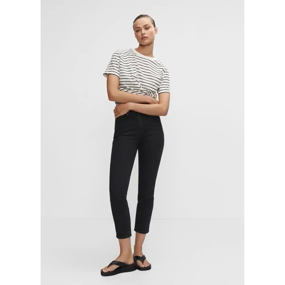 Mango Slim cropped jeans black